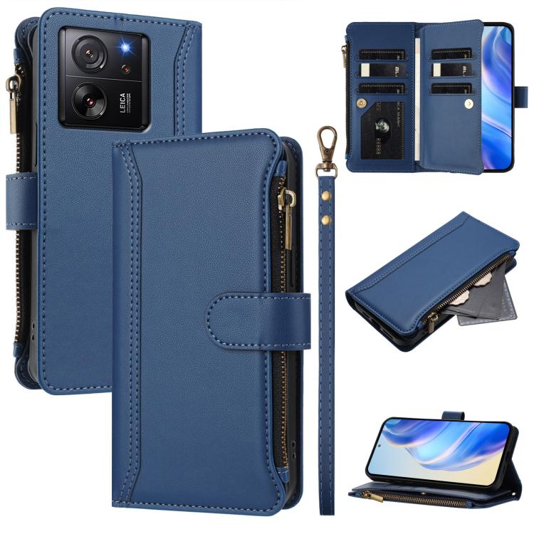 Magnetic Closure 9 Card Slots Zipper Leather Case with Hand Strap, For Xiaomi 13T / 13T Pro / Redmi K60 Ultra, For Xiaomi 13 Ultra, For Xiaomi Civi 3, For Xiaomi 13 Lite / Civi 2, For Xiaomi 13 Pro, For Xiaomi 13                                        ...