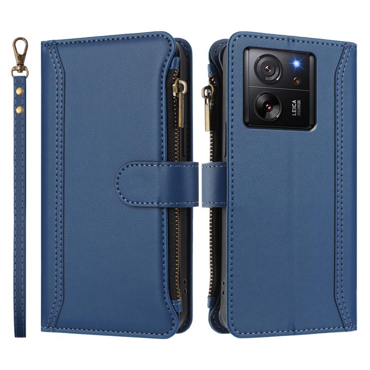 Magnetic Closure 9 Card Slots Zipper Leather Case with Hand Strap, For Xiaomi 13T / 13T Pro / Redmi K60 Ultra, For Xiaomi 13 Ultra, For Xiaomi Civi 3, For Xiaomi 13 Lite / Civi 2, For Xiaomi 13 Pro, For Xiaomi 13                                        ...