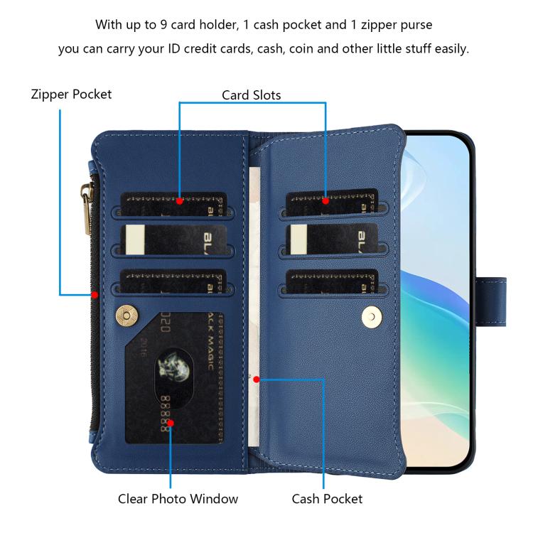 Magnetic Closure 9 Card Slots Zipper Leather Case with Hand Strap, For Xiaomi 13T / 13T Pro / Redmi K60 Ultra, For Xiaomi 13 Ultra, For Xiaomi Civi 3, For Xiaomi 13 Lite / Civi 2, For Xiaomi 13 Pro, For Xiaomi 13                                        ...