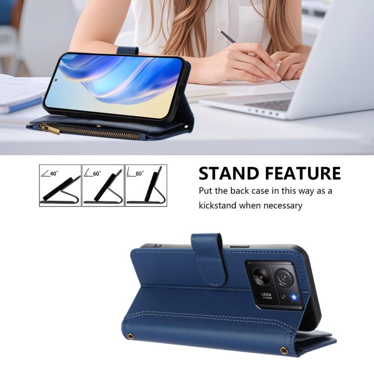 Magnetic Closure 9 Card Slots Zipper Leather Case with Hand Strap, For Xiaomi 13T / 13T Pro / Redmi K60 Ultra, For Xiaomi 13 Ultra, For Xiaomi Civi 3, For Xiaomi 13 Lite / Civi 2, For Xiaomi 13 Pro, For Xiaomi 13                                        ...