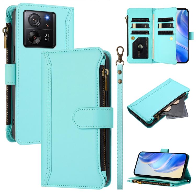 Magnetic Closure 9 Card Slots Zipper Leather Case with Hand Strap, For Xiaomi 13T / 13T Pro / Redmi K60 Ultra, For Xiaomi 13 Ultra, For Xiaomi Civi 3, For Xiaomi 13 Lite / Civi 2, For Xiaomi 13 Pro, For Xiaomi 13                                        ...