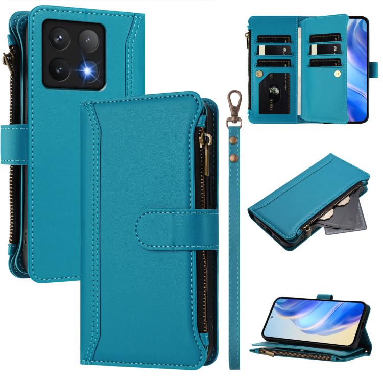 Magnetic Closure 9 Card Slots Zipper Leather Case with Hand Strap, For Xiaomi Poco M7 5G / C75 4G, For Xiaomi Poco X7, For Xiaomi 15 Ultra, For Xiaomi Poco X7 Pro, For Xiaomi Poco M7 Pro 5G, For Xiaomi 15 Pro, For Xiaomi 15, For Xiaomi 14T Pro