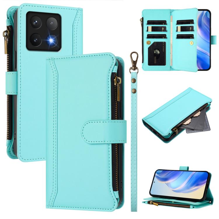 Magnetic Closure 9 Card Slots Zipper Leather Case with Hand Strap, For Xiaomi Poco M7 5G / C75 4G, For Xiaomi Poco X7, For Xiaomi 15 Ultra, For Xiaomi Poco X7 Pro, For Xiaomi Poco M7 Pro 5G, For Xiaomi 15 Pro, For Xiaomi 15, For Xiaomi 14T Pro