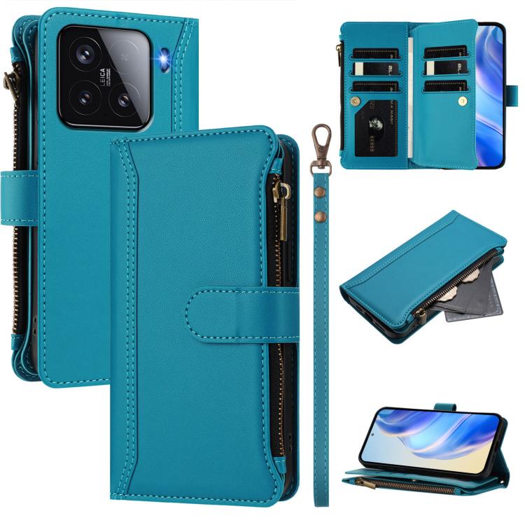 Magnetic Closure 9 Card Slots Zipper Leather Case with Hand Strap, For Xiaomi Poco M7 5G / C75 4G, For Xiaomi Poco X7, For Xiaomi 15 Ultra, For Xiaomi Poco X7 Pro, For Xiaomi Poco M7 Pro 5G, For Xiaomi 15 Pro, For Xiaomi 15, For Xiaomi 14T Pro