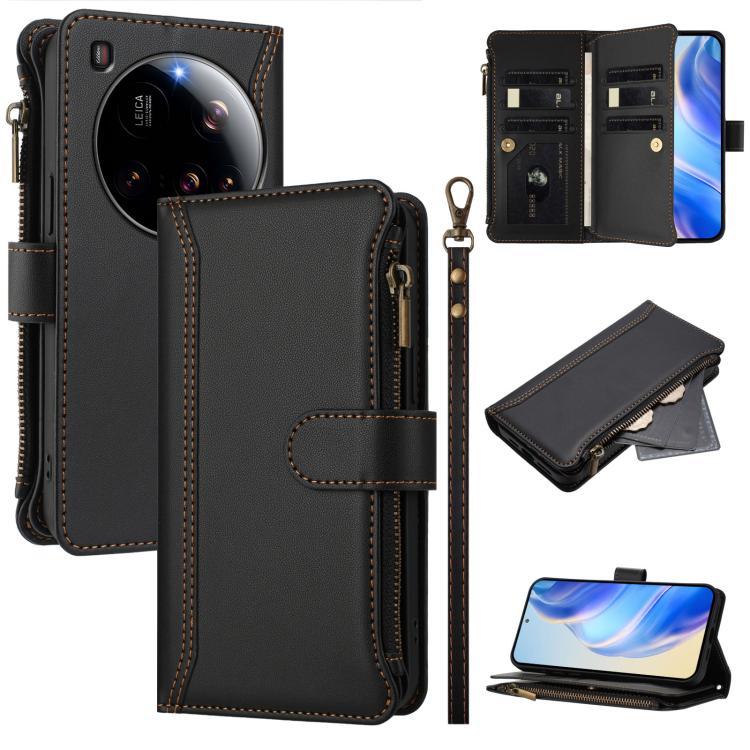 Magnetic Closure 9 Card Slots Zipper Leather Case with Hand Strap, For Xiaomi Poco M7 5G / C75 4G, For Xiaomi Poco X7, For Xiaomi 15 Ultra, For Xiaomi Poco X7 Pro, For Xiaomi Poco M7 Pro 5G, For Xiaomi 15 Pro, For Xiaomi 15, For Xiaomi 14T Pro