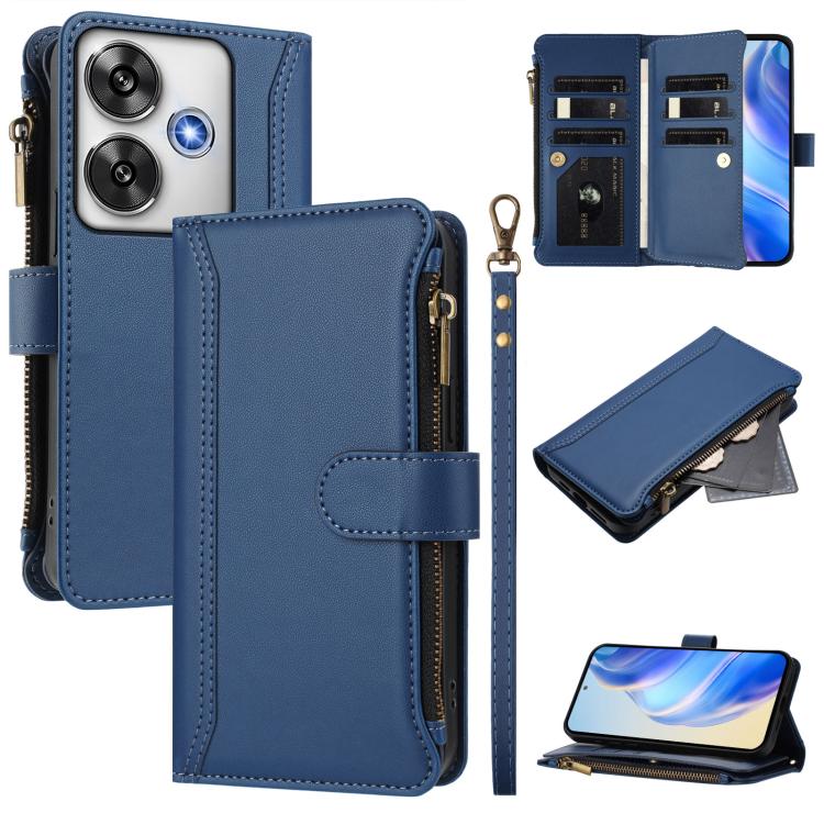 Magnetic Closure 9 Card Slots Zipper Leather Case with Hand Strap, For Xiaomi 14T, For Xiaomi Poco F6, For Xiaomi Poco F6 Pro, For Xiaomi Poco X6 Neo, For Xiaomi Poco X6 Pro, For Xiaomi 14 Ultra, For Xiaomi 14 Pro, For Xiaomi 14