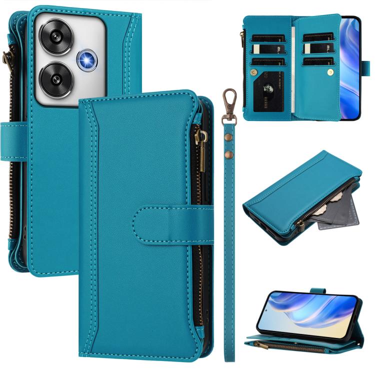 Magnetic Closure 9 Card Slots Zipper Leather Case with Hand Strap, For Xiaomi 14T, For Xiaomi Poco F6, For Xiaomi Poco F6 Pro, For Xiaomi Poco X6 Neo, For Xiaomi Poco X6 Pro, For Xiaomi 14 Ultra, For Xiaomi 14 Pro, For Xiaomi 14