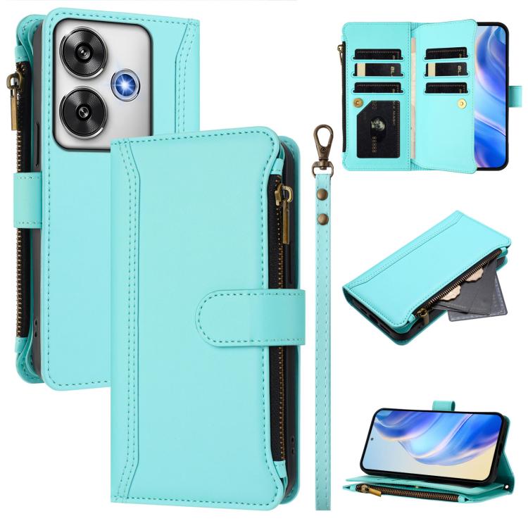 Magnetic Closure 9 Card Slots Zipper Leather Case with Hand Strap, For Xiaomi 14T, For Xiaomi Poco F6, For Xiaomi Poco F6 Pro, For Xiaomi Poco X6 Neo, For Xiaomi Poco X6 Pro, For Xiaomi 14 Ultra, For Xiaomi 14 Pro, For Xiaomi 14