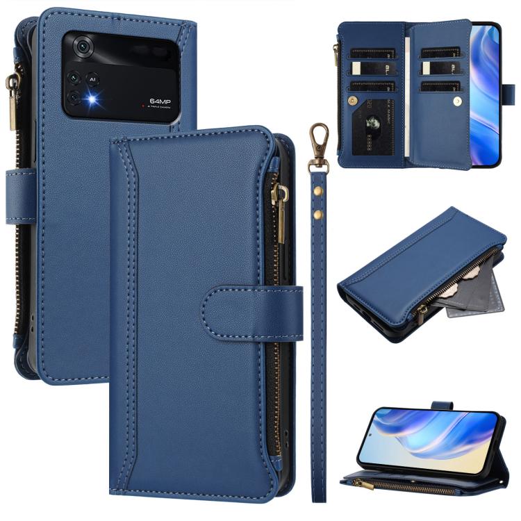 Magnetic Closure 9 Card Slots Zipper Leather Case with Hand Strap, For Xiaomi 12 Pro / 12S Pro, For Xiaomi 12 / 12X / 12S, For Xiaomi 12 Lite, For Xiaomi Poco C40 / Redmi 10C, For Xiaomi Civi 1S, For Xiaomi Poco M4 Pro 4G, For Xiaomi Poco X4 Pro 5G    ...