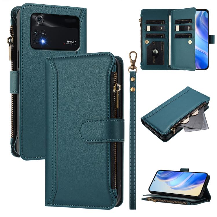 Magnetic Closure 9 Card Slots Zipper Leather Case with Hand Strap, For Xiaomi 12 Pro / 12S Pro, For Xiaomi 12 / 12X / 12S, For Xiaomi 12 Lite, For Xiaomi Poco C40 / Redmi 10C, For Xiaomi Civi 1S, For Xiaomi Poco M4 Pro 4G, For Xiaomi Poco X4 Pro 5G    ...
