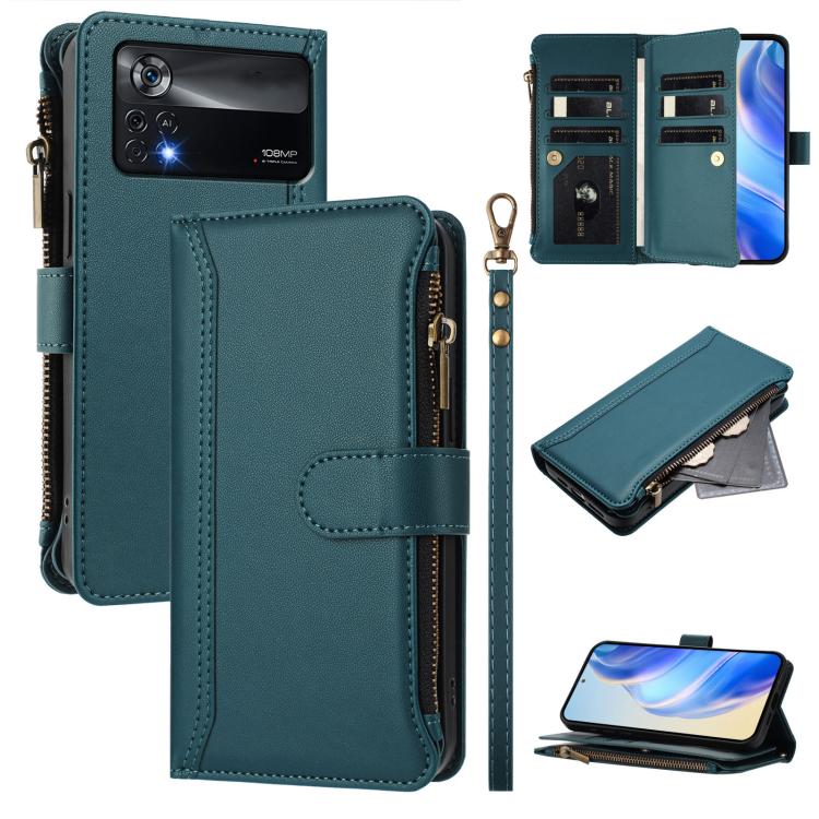 Magnetic Closure 9 Card Slots Zipper Leather Case with Hand Strap, For Xiaomi 12 Pro / 12S Pro, For Xiaomi 12 / 12X / 12S, For Xiaomi 12 Lite, For Xiaomi Poco C40 / Redmi 10C, For Xiaomi Civi 1S, For Xiaomi Poco M4 Pro 4G, For Xiaomi Poco X4 Pro 5G    ...