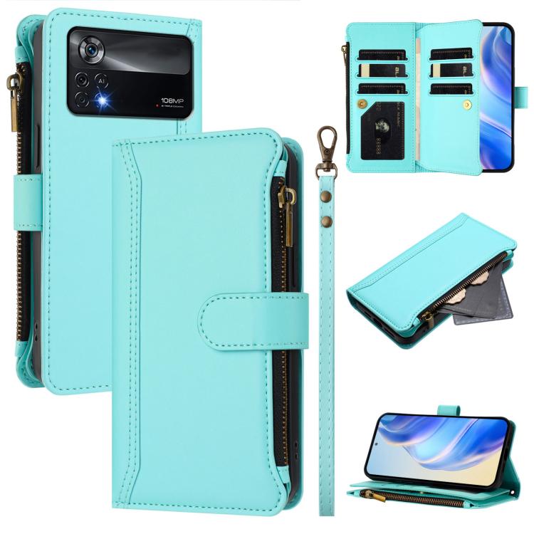Magnetic Closure 9 Card Slots Zipper Leather Case with Hand Strap, For Xiaomi 12 Pro / 12S Pro, For Xiaomi 12 / 12X / 12S, For Xiaomi 12 Lite, For Xiaomi Poco C40 / Redmi 10C, For Xiaomi Civi 1S, For Xiaomi Poco M4 Pro 4G, For Xiaomi Poco X4 Pro 5G    ...
