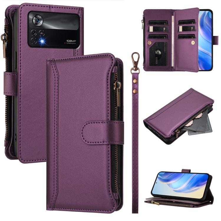Magnetic Closure 9 Card Slots Zipper Leather Case with Hand Strap, For Xiaomi 12 Pro / 12S Pro, For Xiaomi 12 / 12X / 12S, For Xiaomi 12 Lite, For Xiaomi Poco C40 / Redmi 10C, For Xiaomi Civi 1S, For Xiaomi Poco M4 Pro 4G, For Xiaomi Poco X4 Pro 5G    ...