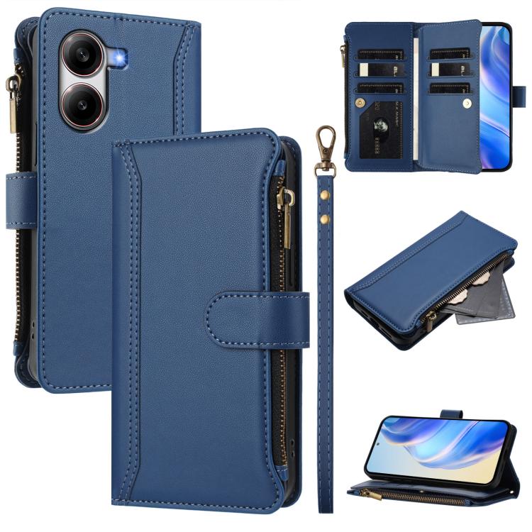 Magnetic Closure 9 Card Slots Zipper Leather Case with Hand Strap, For Xiaomi Poco M7 5G / C75 4G, For Xiaomi Poco X7, For Xiaomi 15 Ultra, For Xiaomi Poco X7 Pro, For Xiaomi Poco M7 Pro 5G, For Xiaomi 15 Pro, For Xiaomi 15, For Xiaomi 14T Pro