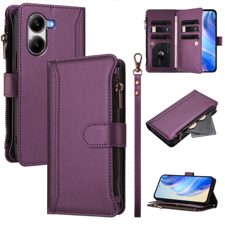 Magnetic Closure 9 Card Slots Zipper Leather Case with Hand Strap, For Xiaomi Poco M7 5G / C75 4G, For Xiaomi Poco X7, For Xiaomi 15 Ultra, For Xiaomi Poco X7 Pro, For Xiaomi Poco M7 Pro 5G, For Xiaomi 15 Pro, For Xiaomi 15, For Xiaomi 14T Pro