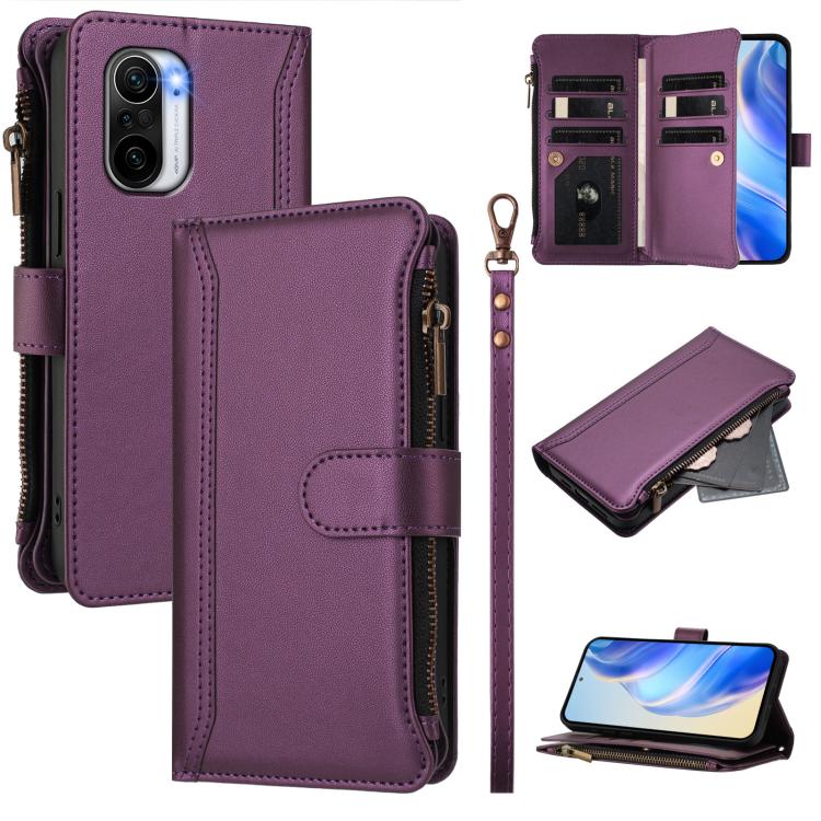 Magnetic Closure 9 Card Slots Zipper Leather Case with Hand Strap, For Xiaomi 12 Pro / 12S Pro, For Xiaomi 12 / 12X / 12S, For Xiaomi 12 Lite, For Xiaomi Poco C40 / Redmi 10C, For Xiaomi Civi 1S, For Xiaomi Poco M4 Pro 4G, For Xiaomi Poco X4 Pro 5G    ...