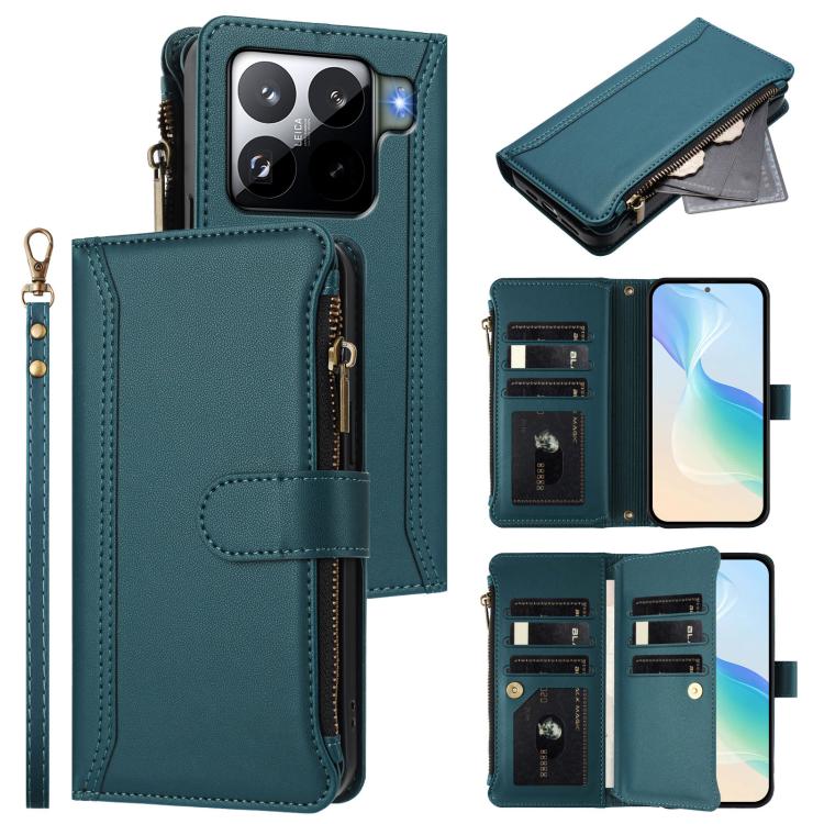 Magnetic Closure 9 Card Slots Zipper Leather Case with Hand Strap, For Xiaomi 17 Max 5G, For Xiaomi 17T Pro 5G, For Xiaomi Poco M7 4G 169mm, For Xiaomi 15T Pro 5G, For Xiaomi 15T 5G, For Xiaomi Civi 5 Pro, For Xiaomi 15S Pro                            ...