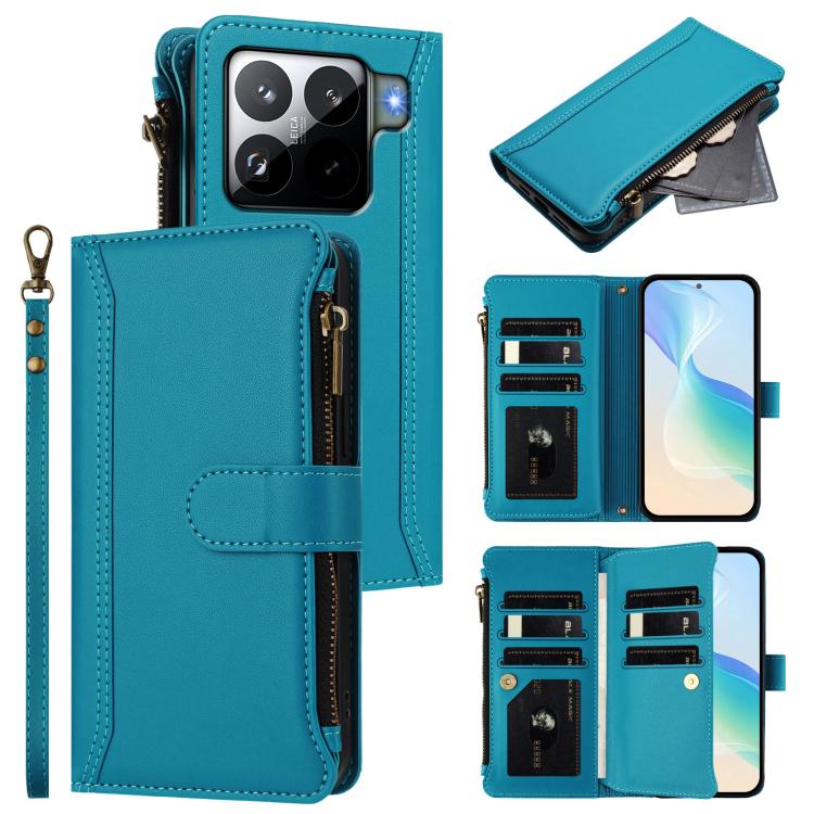 Magnetic Closure 9 Card Slots Zipper Leather Case with Hand Strap, For Xiaomi 17 Max 5G, For Xiaomi 17T Pro 5G, For Xiaomi Poco M7 4G 169mm, For Xiaomi 15T Pro 5G, For Xiaomi 15T 5G, For Xiaomi Civi 5 Pro, For Xiaomi 15S Pro                            ...
