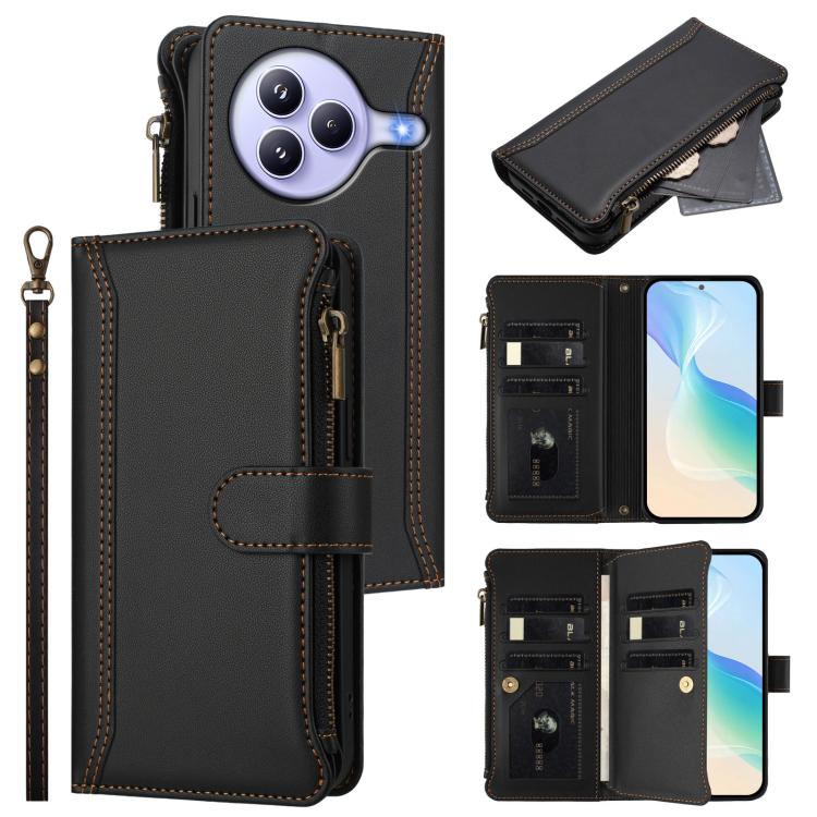 Magnetic Closure 9 Card Slots Zipper Leather Case with Hand Strap, For Xiaomi 17 Max 5G, For Xiaomi 17T Pro 5G, For Xiaomi Poco M7 4G 169mm, For Xiaomi 15T Pro 5G, For Xiaomi 15T 5G, For Xiaomi Civi 5 Pro, For Xiaomi 15S Pro                            ...