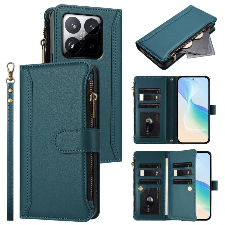 Magnetic Closure 9 Card Slots Zipper Leather Case with Hand Strap, For Xiaomi 17 Max 5G, For Xiaomi 17T Pro 5G, For Xiaomi Poco M7 4G 169mm, For Xiaomi 15T Pro 5G, For Xiaomi 15T 5G, For Xiaomi Civi 5 Pro, For Xiaomi 15S Pro                            ...