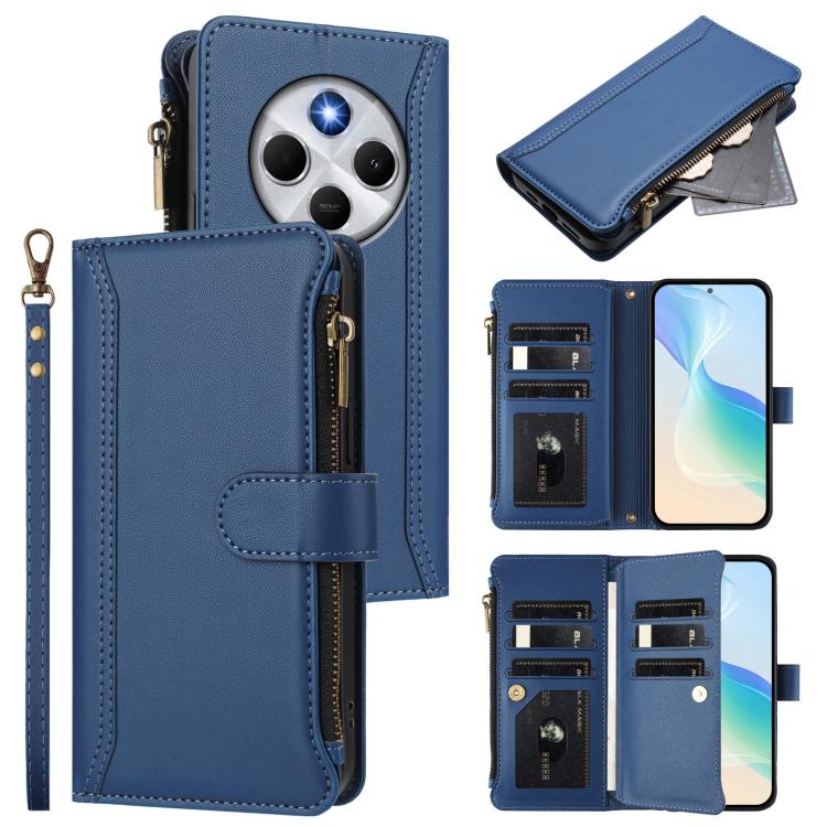 Magnetic Closure 9 Card Slots Zipper Leather Case with Hand Strap, For Xiaomi Poco M7 5G / C75 4G, For Xiaomi Poco X7, For Xiaomi 15 Ultra, For Xiaomi Poco X7 Pro, For Xiaomi Poco M7 Pro 5G, For Xiaomi 15 Pro, For Xiaomi 15, For Xiaomi 14T Pro