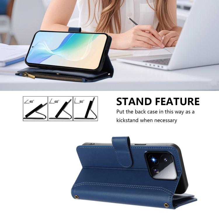 Magnetic Closure 9 Card Slots Zipper Leather Case with Hand Strap, For Xiaomi 17 Max 5G, For Xiaomi 17T Pro 5G, For Xiaomi Poco M7 4G 169mm, For Xiaomi 15T Pro 5G, For Xiaomi 15T 5G, For Xiaomi Civi 5 Pro, For Xiaomi 15S Pro                            ...