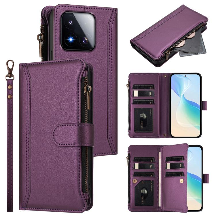 Magnetic Closure 9 Card Slots Zipper Leather Case with Hand Strap, For Xiaomi 17 Max 5G, For Xiaomi 17T Pro 5G, For Xiaomi Poco M7 4G 169mm, For Xiaomi 15T Pro 5G, For Xiaomi 15T 5G, For Xiaomi Civi 5 Pro, For Xiaomi 15S Pro                            ...