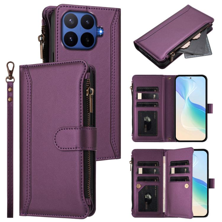 Magnetic Closure 9 Card Slots Zipper Leather Case with Hand Strap, For Xiaomi 17 Max 5G, For Xiaomi 17T Pro 5G, For Xiaomi Poco M7 4G 169mm, For Xiaomi 15T Pro 5G, For Xiaomi 15T 5G, For Xiaomi Civi 5 Pro, For Xiaomi 15S Pro                            ...