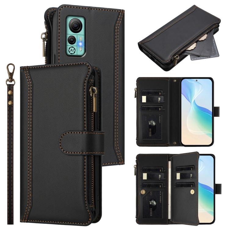 Magnetic Closure 9 Card Slots Zipper Leather Case with Hand Strap, For Ulefone Note 21, For Ulefone Note 18 Ultra / Note 18 Pro, For Ulefone Note 20 Pro, For Ulefone Note 19, For Ulefone Note 17 Pro, For Ulefone Note 16 Pro, For Ulefone Note 14