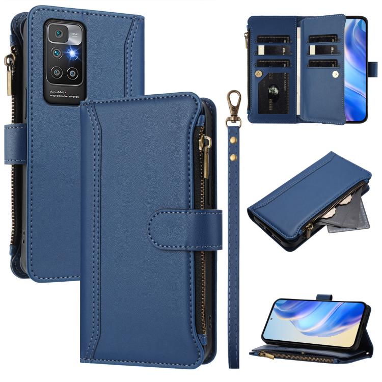 Magnetic Closure 9 Card Slots Zipper Leather Case with Hand Strap, For Redmi Note 12 Pro 5G Global / Poco X5 Pro, For Redmi Note 12 5G Global / Poco X5, For Redmi 10 5G / Note 11E / 11 Prime 5G, For Redmi Note 10 4G / Note 10S / Poco M5s               ...