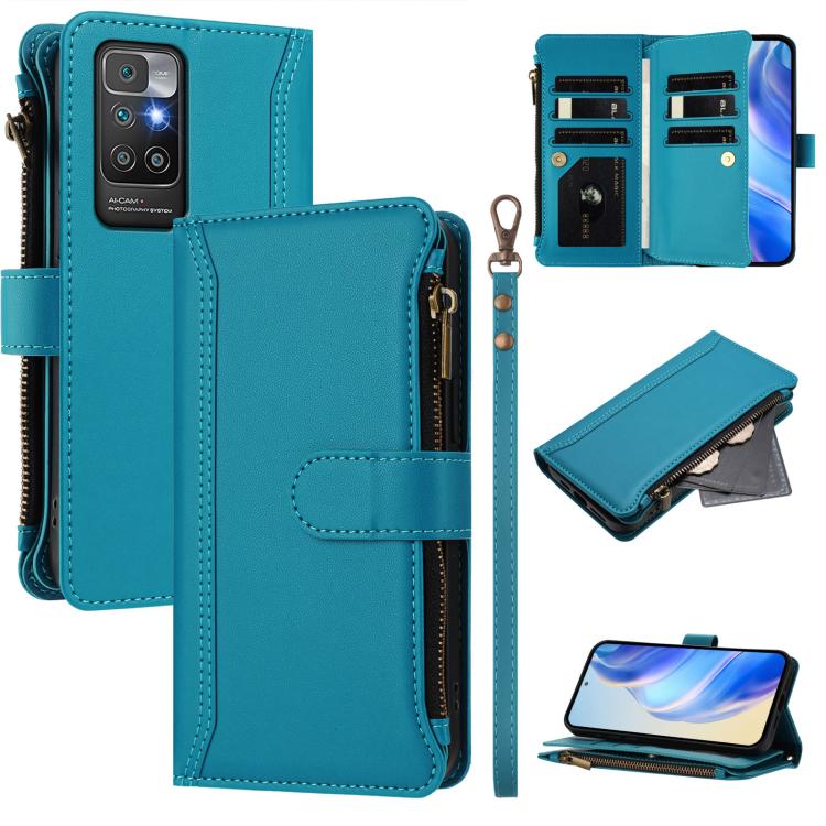 Magnetic Closure 9 Card Slots Zipper Leather Case with Hand Strap, For Redmi Note 12 Pro 5G Global / Poco X5 Pro, For Redmi Note 12 5G Global / Poco X5, For Redmi 10 5G / Note 11E / 11 Prime 5G, For Redmi Note 10 4G / Note 10S / Poco M5s               ...