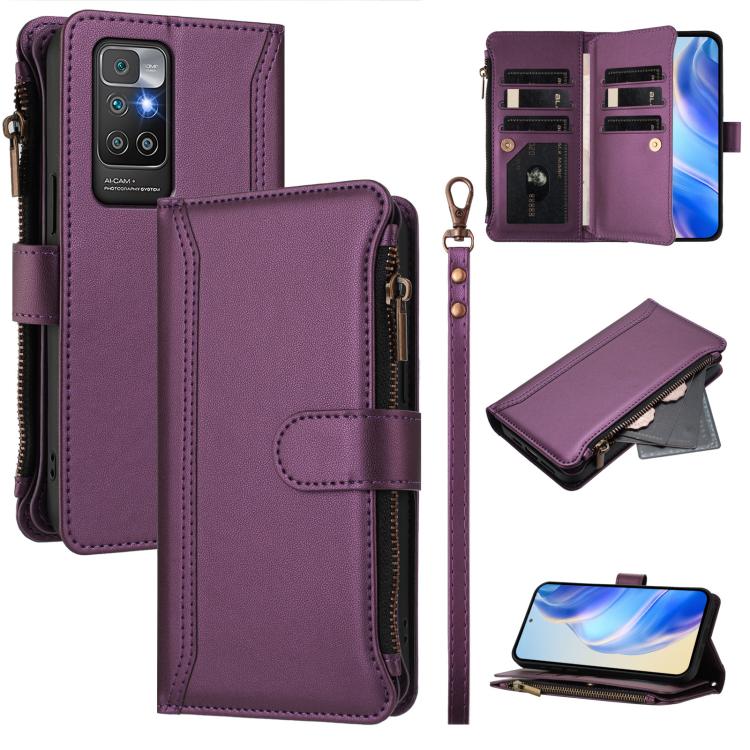 Magnetic Closure 9 Card Slots Zipper Leather Case with Hand Strap, For Redmi Note 12 Pro 5G Global / Poco X5 Pro, For Redmi Note 12 5G Global / Poco X5, For Redmi 10 5G / Note 11E / 11 Prime 5G, For Redmi Note 10 4G / Note 10S / Poco M5s               ...