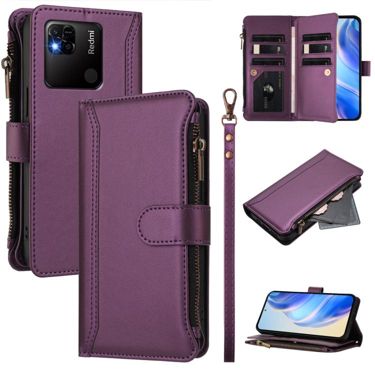 Magnetic Closure 9 Card Slots Zipper Leather Case with Hand Strap, For Redmi Note 12 Pro 5G Global / Poco X5 Pro, For Redmi Note 12 5G Global / Poco X5, For Redmi 10 5G / Note 11E / 11 Prime 5G, For Redmi Note 10 4G / Note 10S / Poco M5s               ...