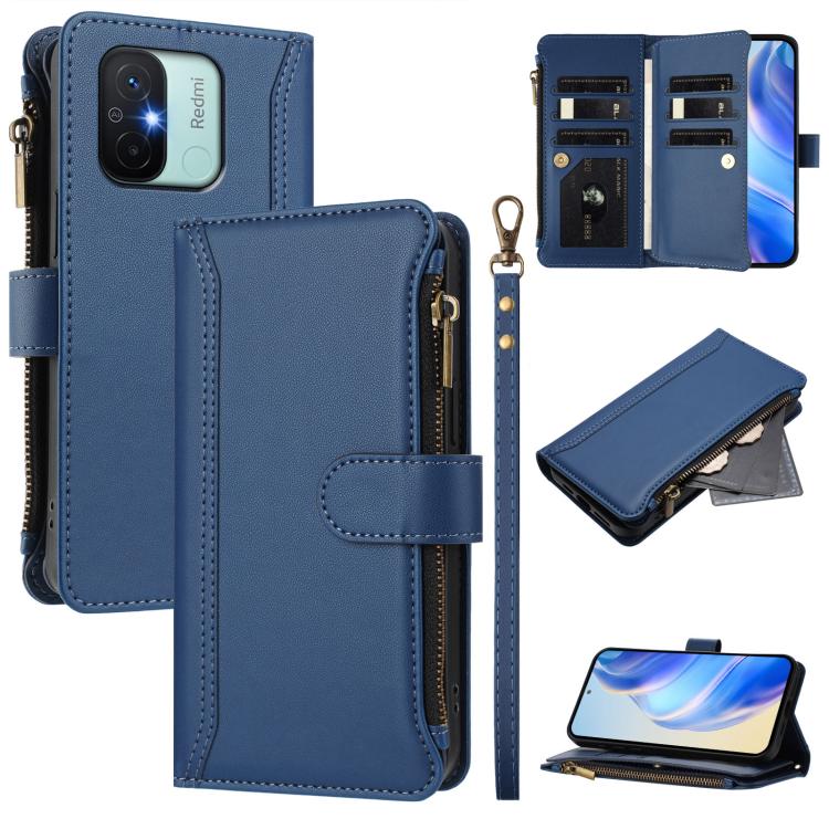 Magnetic Closure 9 Card Slots Zipper Leather Case with Hand Strap, For Redmi K60 / K60 Pro / Poco F5 Pro, For Redmi Note 11 / 11S 4G / 12S 4G, For Redmi A1+ / A2+ / Poco C50 / Poco C51, For Redmi Note 11 Pro 4G / 5G, For Redmi Note 12 4G Global        ...