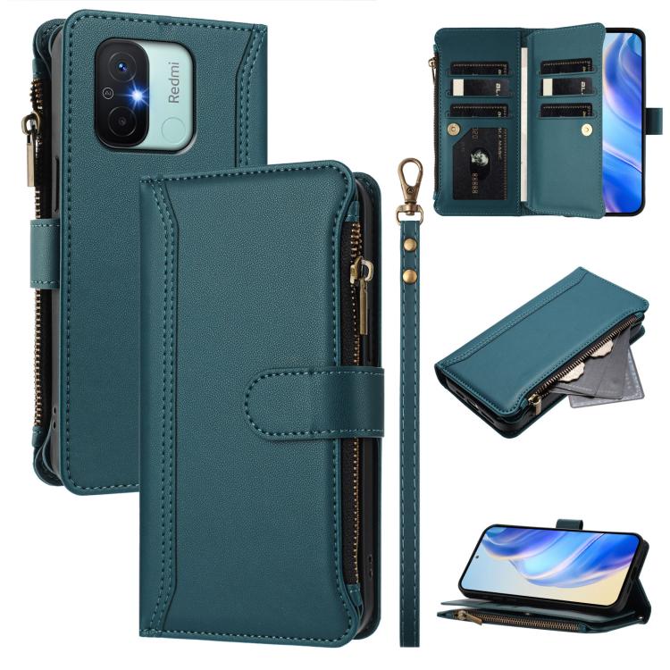 Magnetic Closure 9 Card Slots Zipper Leather Case with Hand Strap, For Redmi K60 / K60 Pro / Poco F5 Pro, For Redmi Note 11 / 11S 4G / 12S 4G, For Redmi A1+ / A2+ / Poco C50 / Poco C51, For Redmi Note 11 Pro 4G / 5G, For Redmi Note 12 4G Global        ...