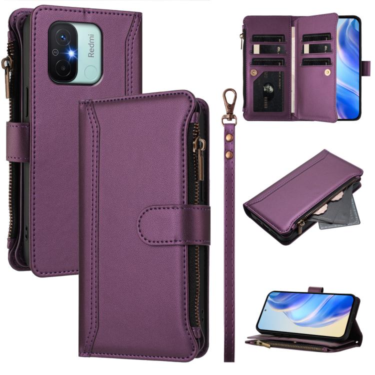 Magnetic Closure 9 Card Slots Zipper Leather Case with Hand Strap, For Redmi K60 / K60 Pro / Poco F5 Pro, For Redmi Note 11 / 11S 4G / 12S 4G, For Redmi A1+ / A2+ / Poco C50 / Poco C51, For Redmi Note 11 Pro 4G / 5G, For Redmi Note 12 4G Global        ...