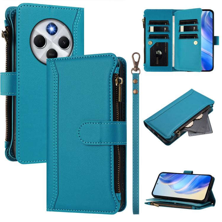 Magnetic Closure 9 Card Slots Zipper Leather Case with Hand Strap, For Redmi K80 / K80 Pro, For Redmi Note 14 Pro 4G, For Redmi Note 14 4G 163.25mm, For Redmi 14C 4G / 14R 5G / A3 Pro, For Redmi Note 14 Pro+ 5G, For Redmi K70 Ultra                     ...