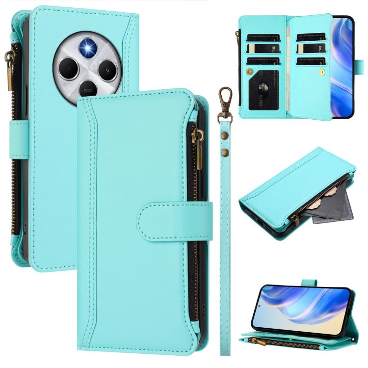 Magnetic Closure 9 Card Slots Zipper Leather Case with Hand Strap, For Redmi K80 / K80 Pro, For Redmi Note 14 Pro 4G, For Redmi Note 14 4G 163.25mm, For Redmi 14C 4G / 14R 5G / A3 Pro, For Redmi Note 14 Pro+ 5G, For Redmi K70 Ultra                     ...