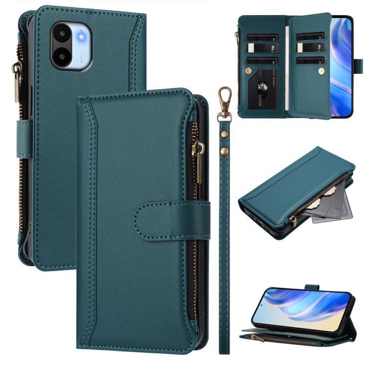 Magnetic Closure 9 Card Slots Zipper Leather Case with Hand Strap, For Redmi K60 / K60 Pro / Poco F5 Pro, For Redmi Note 11 / 11S 4G / 12S 4G, For Redmi A1+ / A2+ / Poco C50 / Poco C51, For Redmi Note 11 Pro 4G / 5G, For Redmi Note 12 4G Global        ...