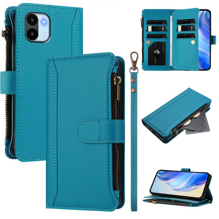 Magnetic Closure 9 Card Slots Zipper Leather Case with Hand Strap, For Redmi K60 / K60 Pro / Poco F5 Pro, For Redmi Note 11 / 11S 4G / 12S 4G, For Redmi A1+ / A2+ / Poco C50 / Poco C51, For Redmi Note 11 Pro 4G / 5G, For Redmi Note 12 4G Global        ...