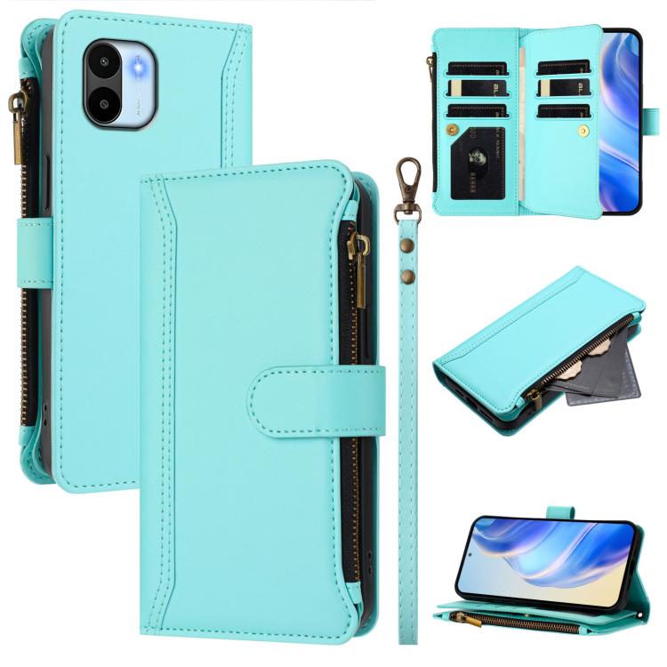 Magnetic Closure 9 Card Slots Zipper Leather Case with Hand Strap, For Redmi K60 / K60 Pro / Poco F5 Pro, For Redmi Note 11 / 11S 4G / 12S 4G, For Redmi A1+ / A2+ / Poco C50 / Poco C51, For Redmi Note 11 Pro 4G / 5G, For Redmi Note 12 4G Global        ...