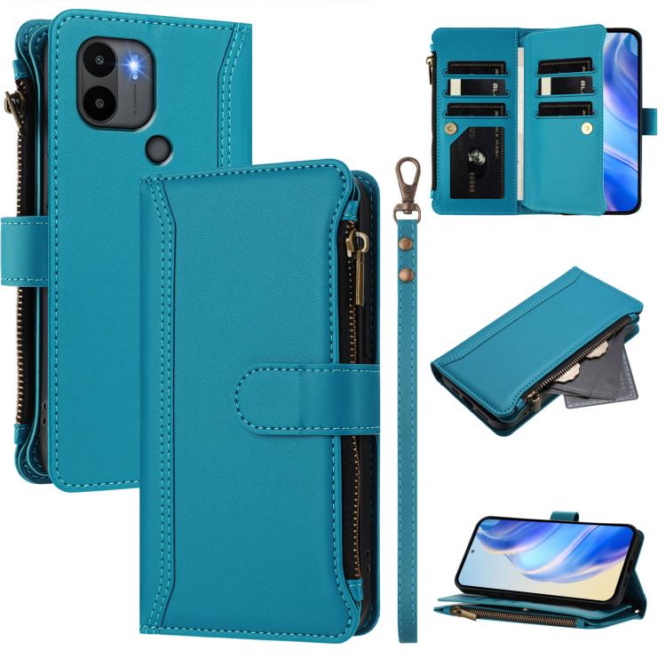 Magnetic Closure 9 Card Slots Zipper Leather Case with Hand Strap, For Redmi K60 / K60 Pro / Poco F5 Pro, For Redmi Note 11 / 11S 4G / 12S 4G, For Redmi A1+ / A2+ / Poco C50 / Poco C51, For Redmi Note 11 Pro 4G / 5G, For Redmi Note 12 4G Global        ...