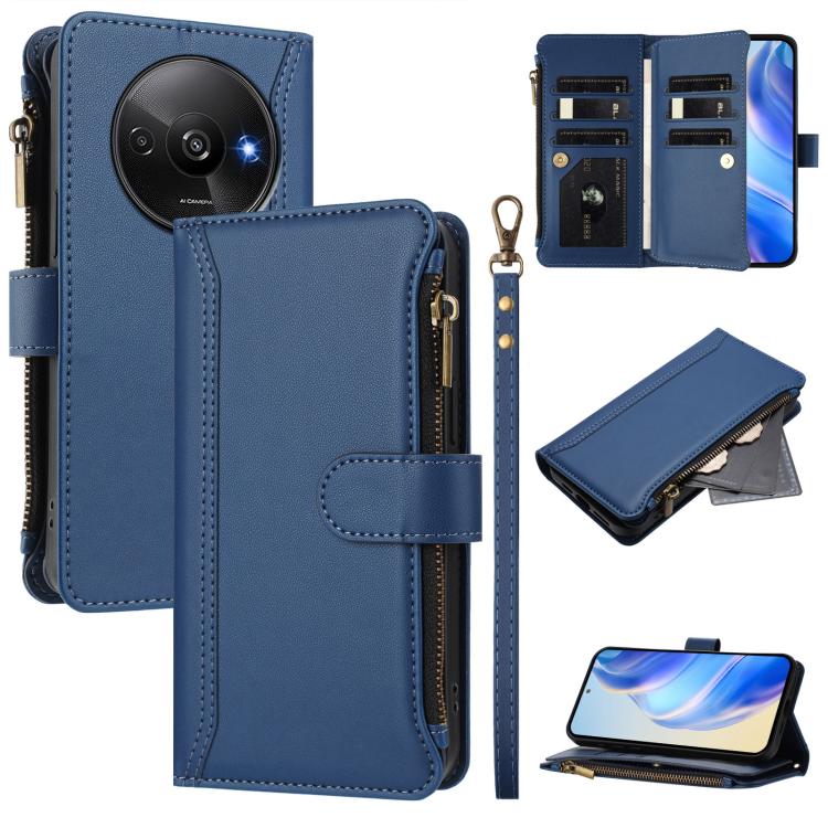 Magnetic Closure 9 Card Slots Zipper Leather Case with Hand Strap, For Redmi K80 / K80 Pro, For Redmi Note 14 Pro 4G, For Redmi Note 14 4G 163.25mm, For Redmi 14C 4G / 14R 5G / A3 Pro, For Redmi Note 14 Pro+ 5G, For Redmi K70 Ultra                     ...