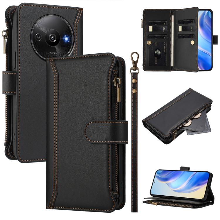 Magnetic Closure 9 Card Slots Zipper Leather Case with Hand Strap, For Redmi K80 / K80 Pro, For Redmi Note 14 Pro 4G, For Redmi Note 14 4G 163.25mm, For Redmi 14C 4G / 14R 5G / A3 Pro, For Redmi Note 14 Pro+ 5G, For Redmi K70 Ultra                     ...