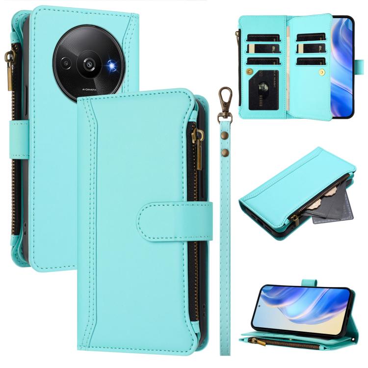 Magnetic Closure 9 Card Slots Zipper Leather Case with Hand Strap, For Redmi K80 / K80 Pro, For Redmi Note 14 Pro 4G, For Redmi Note 14 4G 163.25mm, For Redmi 14C 4G / 14R 5G / A3 Pro, For Redmi Note 14 Pro+ 5G, For Redmi K70 Ultra                     ...