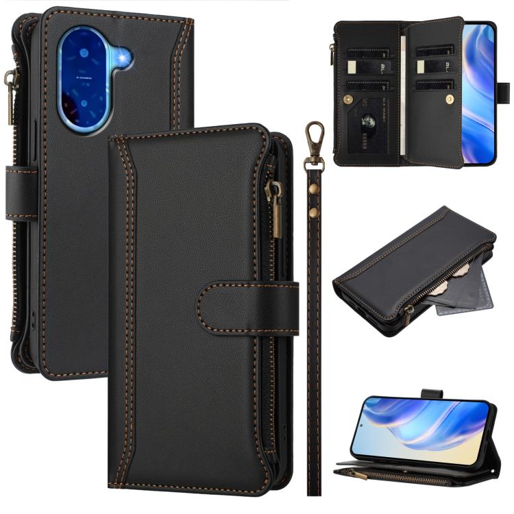 Magnetic Closure 9 Card Slots Zipper Leather Case with Hand Strap, For Redmi Note 15 Pro 5G Global 163.6mm, For Redmi 15 5G Global / 15 4G SEA 169.5mm, For Redmi 15 5G / 4G EU 171mm, For Redmi 13x / Redmi 13 4G / 5G, For Redmi A5 4G 173.3mm            ...