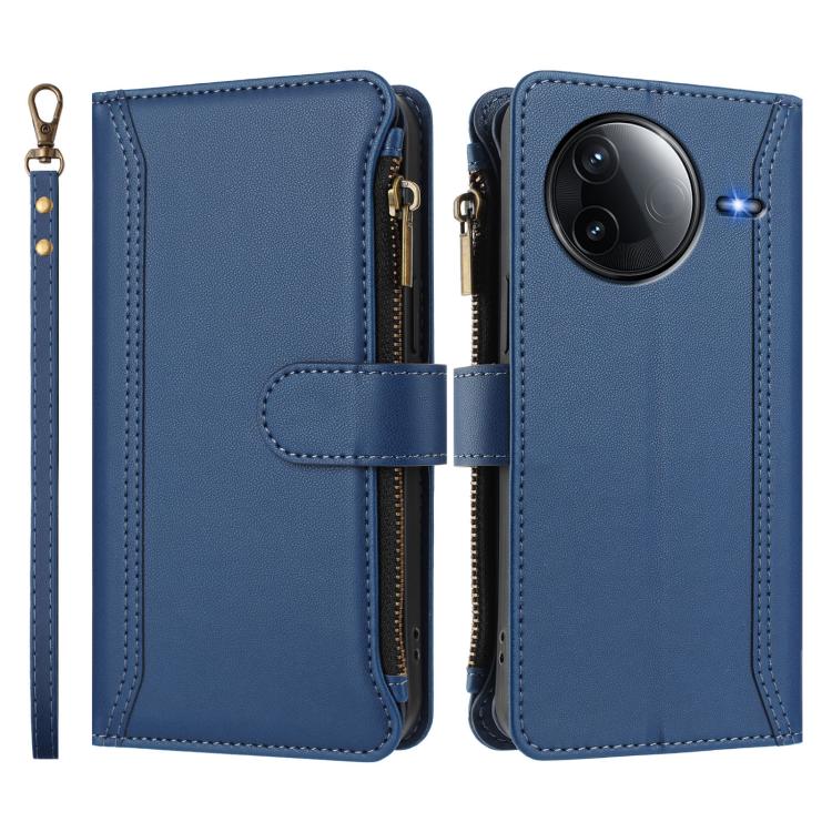 Magnetic Closure 9 Card Slots Zipper Leather Case with Hand Strap, For Redmi K80 / K80 Pro, For Redmi Note 14 Pro 4G, For Redmi Note 14 4G 163.25mm, For Redmi 14C 4G / 14R 5G / A3 Pro, For Redmi Note 14 Pro+ 5G, For Redmi K70 Ultra                     ...