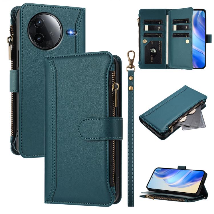 Magnetic Closure 9 Card Slots Zipper Leather Case with Hand Strap, For Redmi K80 / K80 Pro, For Redmi Note 14 Pro 4G, For Redmi Note 14 4G 163.25mm, For Redmi 14C 4G / 14R 5G / A3 Pro, For Redmi Note 14 Pro+ 5G, For Redmi K70 Ultra                     ...