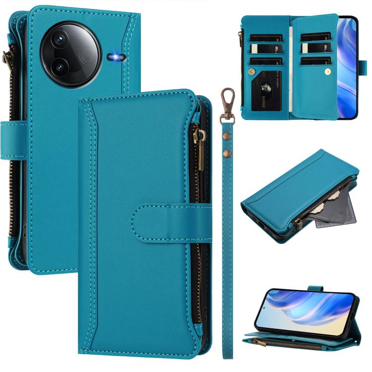 Magnetic Closure 9 Card Slots Zipper Leather Case with Hand Strap, For Redmi K80 / K80 Pro, For Redmi Note 14 Pro 4G, For Redmi Note 14 4G 163.25mm, For Redmi 14C 4G / 14R 5G / A3 Pro, For Redmi Note 14 Pro+ 5G, For Redmi K70 Ultra                     ...