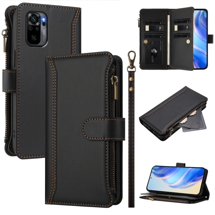 Magnetic Closure 9 Card Slots Zipper Leather Case with Hand Strap, For Redmi Note 12 Pro 5G Global / Poco X5 Pro, For Redmi Note 12 5G Global / Poco X5, For Redmi 10 5G / Note 11E / 11 Prime 5G, For Redmi Note 10 4G / Note 10S / Poco M5s               ...